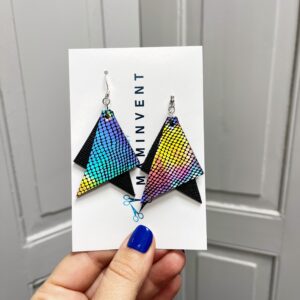 valódi bőr ékszer, tangram, valódi bőr fülbevaló, bőr fülbevaló, bőr kiegészítő